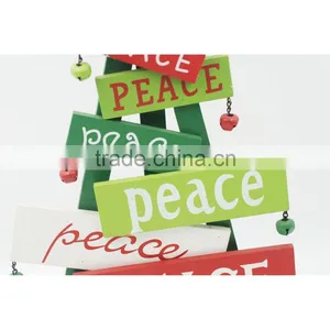 Wood Tree Peace Christmas Ornaments thumbnail-4