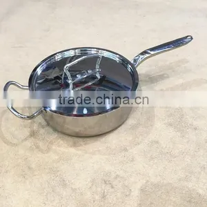 Mirror Polished 2.2mm 3ply Bottom Stainless Steel 304 Cooking Pot/single Handle Induction Soup Pot for Hotel thumbnail-1