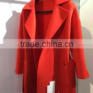 Ladies Handle Pinck 100% Wool Coat for Sring and Fall thumbnail-5
