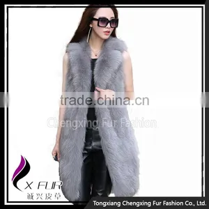 CX-G-B-17B China Supplier Fashion Women Fashion Fox Fur Long Fur Vest thumbnail-5