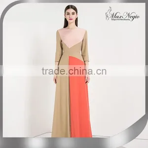 Retail Online Shopping Latest Dress Designs Photos Women Contrast Maxi Evening Dress Long Sleeve thumbnail-1