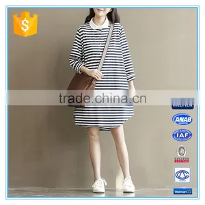 Polo Shirt Design Winter Korean Striped Dresses New Fashion Lady Dress thumbnail-1