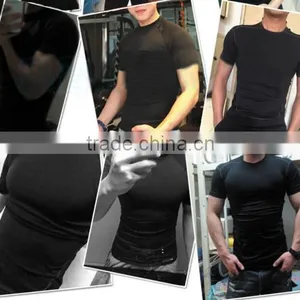 2017 New Fashion Desgin Plain Color 88%Polyester 12%Spandex Breathable Stretch Tank Top T-shirt Sport Men T Shirt thumbnail-6