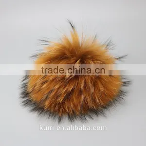 DIY 15cm Raccoon Fur Pompoms Fur Balls for Knitted Hat Cap Beanies and Keychain and Scarves thumbnail-1