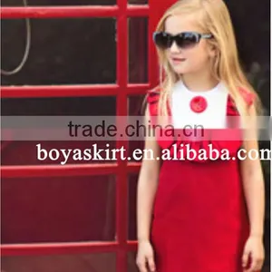 Kids Top Clothes Brands Sleeveless A-line Dress Solid Color European Latest Children Dress Designs Red Solid Color Girls Dresses thumbnail-1