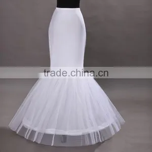2015 In Stock White Wedding Bridal Mermaid Petticoat/slip 1 Hoop Bone Elastic Wedding Bridal Dress Crinoline Trumpet Petticoats thumbnail-1