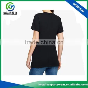 2017 Latest Shirt Designs Black Color v Neck Bamboo t Shirt for Women thumbnail-2