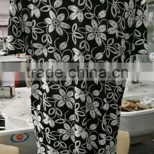 Hot ! Fashion Black and Grey Big Sleeve Floral Blouse for Middle Aged Women thumbnail-2