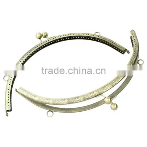 Metal Frame Kiss Clasp Arch For Purse Bag Antique Bronze Ball Flower Pattern Carved 25x12cm(Open:25x24.5cm),1 Pc,Bulk thumbnail-1