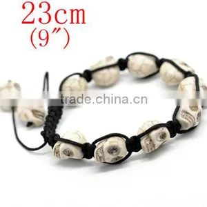 Halloween Skull White Howlite Beads Braiding Adjustable Bracelets 21cm-25cm thumbnail-1