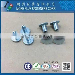 Made in Taiwan Carbon Steel C1006 Zinc Plated CR6+ Wax Oval Head Decorative Semi Tubular Rivets thumbnail-3
