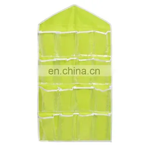 16 Pockets Door Wall Hanging Bag Sundry Socks Shoe Storage Tidy Pouches Green thumbnail-2