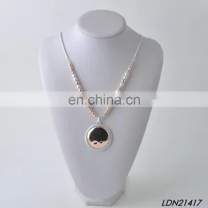 Wron Siver and Rose Gold Beaded Round Disc Necklaces thumbnail-3