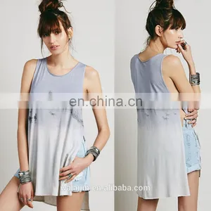 Round Neck Ladies Print Sleeveless t Shirt, Double Slit Tops thumbnail-2