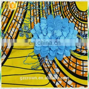 Hot Selling Wholesale French Lace Border Lace African Veritable Real Wax Print Ankara Fabric for Make ClothesH170111011 thumbnail-3