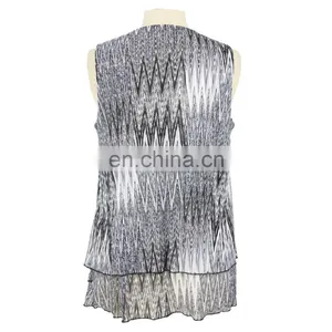 Aztec Print Mesh Two Layers Missy Lady Vest Top thumbnail-2