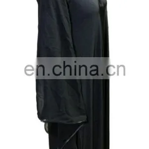 Saudi Arabia Plain Burqa 2017 / Latest Designer Black Strip Islamic Abaya / Plain Lycra Stretchable Burqa (dubai Abaya 2017) thumbnail-4