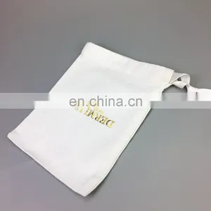 Custom Gold Logo Drawstring Pouch Bags Dust Bag With Two Strings thumbnail-1