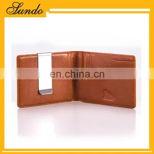 Faddish New Products Customized Top Grain Genuine Leather Money Clip Wallet for Euros Wholesale thumbnail-4