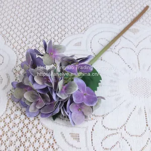 Lifelike Single Leaf Real Touch Light Rosy Hydrangea Artificial Flower thumbnail-5