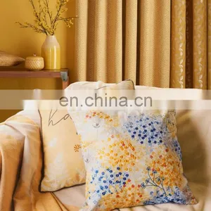 Home Decorative Digital Print and Embroidery Warm Light Yellow Happy Slogan Cushions Covers Pillow Cases With Pom Pom thumbnail-4