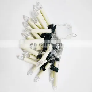 20 Warm White LED Flameless Christmas Candle String Lights With Tree Clips thumbnail-3