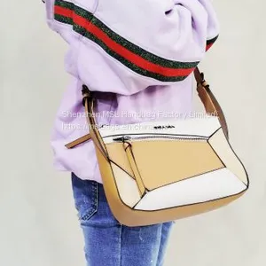 Two Straps Female Unique Contrast Front Hidden Compartment Over Shoulder Wholesale PU PVC Bag Handbags for Women thumbnail-5