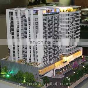 Residential and Shopping Building Scale Model, Real Estate Project Miniature 3d Model thumbnail-3