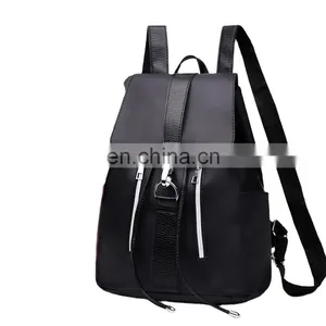 Girls Nylon Zipper Lock, Design Black Femme Mochila Female School Bags Backpack For Women/ thumbnail-5