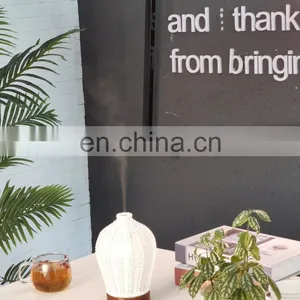 Ultrasonic Humidifier Aromatherapy Diffuser With Cool Mist Colour Changing Led Lights Wicker Aroma Diffuser Waterless Auto Off thumbnail-5