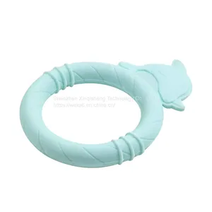 2022 New Style Cute Dolphin Handheld Food Grade Silicone Baby Teether Souvenirs Rattle Toys thumbnail-4