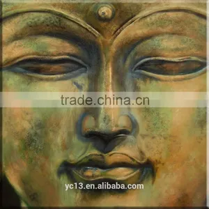 Oil Painting on Canvas Decoration Green Buddha Hand Painted thumbnail-1