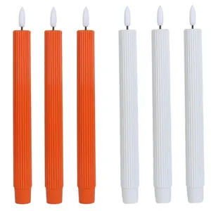 3D Wick 6pcs Set Realistic Led Taper Candle Long Pole Candle Sticks Thin Taper Led Candles With Moving Flame thumbnail-2