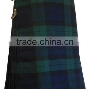 Scottish Kilt Wholesale Kilts Black Watch 6 Yard Tartan Kilt Three Buckles With Leather Straps thumbnail-1
