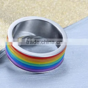 New Rainbow Colors Gay Rings Gay Men Rings Different Colors Ring Silver Ring thumbnail-6