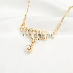 2016 Fashion Long Chain Necklace Designs Pearl Pendant Necklace thumbnail-3