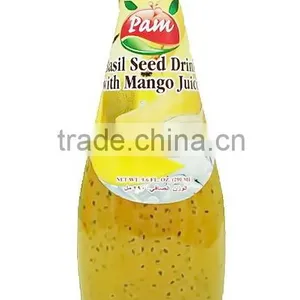 Basil Seed Drink With Mango Juice in Glass Bottle thumbnail-1