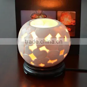Himalayan Natural Rock Salt Lamp With Ceramics Cover thumbnail-1