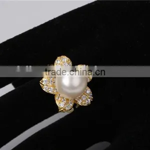 2015 Promotion Latest Fashion Flower Pearl Ring Designs for Women thumbnail-4