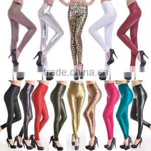 Fashion High Waist Faux Leather Lady Thin Trousers Women Leggings thumbnail-1