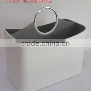 Basket ,leather Gift Basket , Laundry Basket ,,Magazine Basket With Metal Handle Magazine Holder Storage Box thumbnail-4