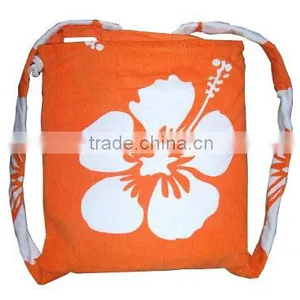 100% Cotton Reactive Flower Printed Beach Towel With Bag thumbnail-1