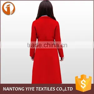 Factory Price 2016 Women Red Plaid Turn Down Collar Winter Long Coat thumbnail-3
