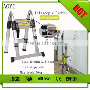 Popular 2015 Hot Sell Portable 3.8m Aluminum Telescopic Ladder Agility Ladder thumbnail-1