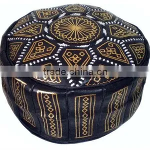 Leather Handmade Moroccan Pouf thumbnail-1