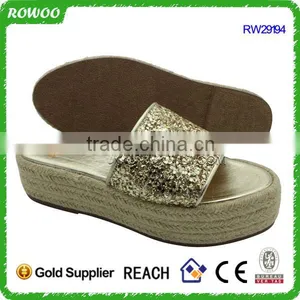 Shiny Glitter Lady Wedge Manufacturer Wholesale Slip on Shoes thumbnail-3