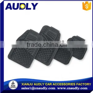 New Style 4-Piece Full Set Ridged Heavy Duty PVC Floor Mat for Car - (Black) thumbnail-1