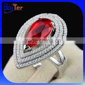 New Products Design Halo Set Pear Shaped Stone Wedding Engagement Cz Diamond 925 Sterling Silver Rings Fashion Jewelry Jewellery thumbnail-1