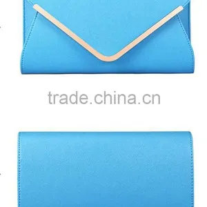 Stylish Blue Brand Plain PU Leather Envelope Clutch thumbnail-1