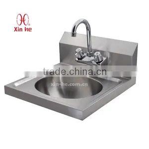 Stainless Steel Wall Hung Commercial Hand Washing Sink With Backsplash and Tap Hole for Public Use thumbnail-2